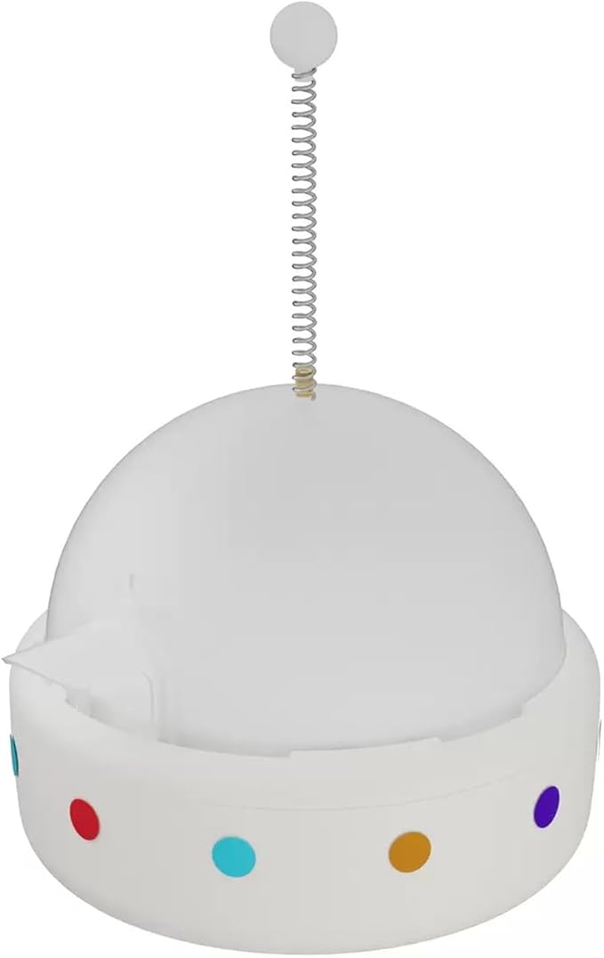 Pet Food Dispenser Interactive Training for Cats and Dogs Feeding Device, Self Soothing and Soothing Sound Toy (White)