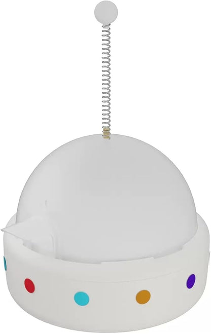 Pet Food Dispenser Interactive Training for Cats and Dogs Feeding Device, Self Soothing and Soothing Sound Toy (White)