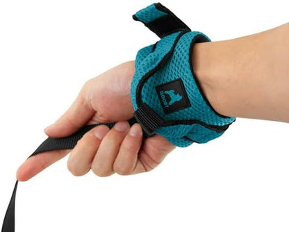 Gooby Soft Mesh Wrist Band Surfer Leash - Turquoise, 6 FT - Comfortable Hands Free Leash with Elastic Band for Small, Medium and Large Dogs