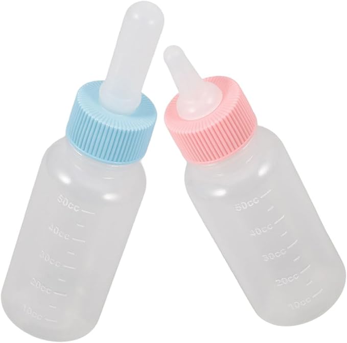 2pcs Pet Nursing Bottles Feeding Kit for Puppies and Kittens Small Animal Milk Feeder Bottles Easy Handling Design for Calves and Small Pets