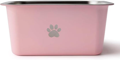 1.2 Gallons 20 Cup Non Slip Stainless Steel Large Dog Water Bowls, Outdoor Metal Dog Bowls Large Breed, High Capacity Water Bowl for Big Giant Huge Dogs, Pink