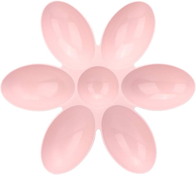 Pssopp Petal Bowl, 6-Petal Plastic Feeder, Easy to Use, Multi-Function, Space Saving, Stable Design