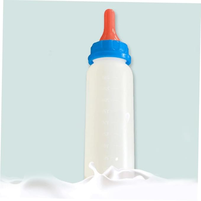 Kisangel 4pcs Calf Feeding Bottle Set for Newborn Goats Lambs and Piglets Sturdy Easy-to-Use PET Nursing Bottles Nipple for Effective Milk Feeding