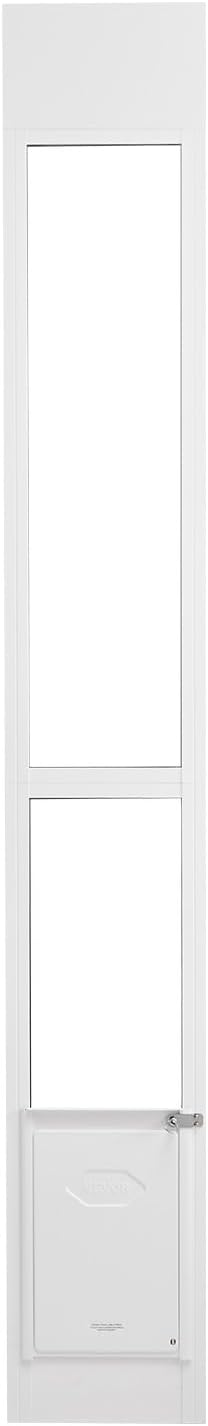 VEVOR Dog Door for Sliding Glass Door, 75 7/8"-80 11/16" Adjustable Height Doggy Door for Sliding Doors, Aluminum Frame Tempered Glass Pet Door with Hinge Structure Flap and Lock for Medium-Sized Dogs