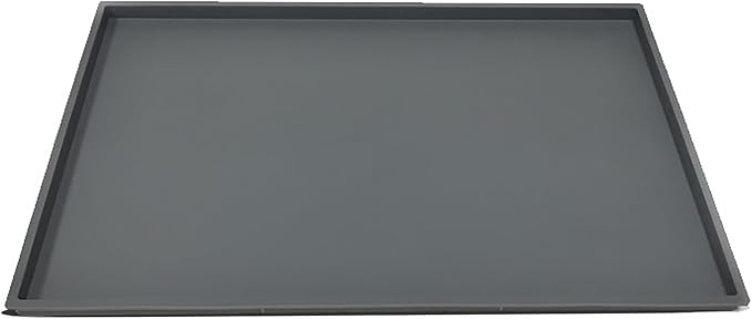 Pet Feeding Mat, 18.5 Inch x 11.4 Inch Silicone Black Waterproof Anti-Slip Bowel Met for Pet Food and Water (Black, m)