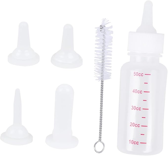 Toddmomy Pet Nursing Bottle Set for Dog Cat Kitten Formula Feeding Bottle Puppy Milk Feeder Replacement Nipple Cleaning Brush Included