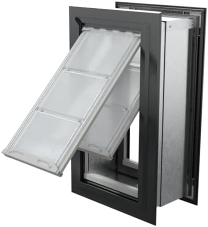 Endura Flap Pet Door for Walls in Black | Energy-Efficient Double Flap Design for Wall Installations | All-Weather Protection with All-Metal Telescoping Tunnel | Black, Medium, Double Flap