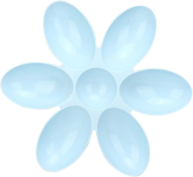 ZJchao Plastic Dog Bowl, Pet Six Petals Multiple Case Food Feeder Puppy Bowls Puppy Feeding Bowls Water Feeding Station for Cats Dogs General, 16.54x16.54inch (Blue)