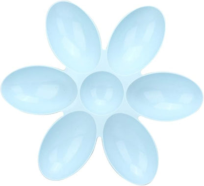 ZJchao Plastic Dog Bowl, Pet Six Petals Multiple Case Food Feeder Puppy Bowls Puppy Feeding Bowls Water Feeding Station for Cats Dogs General, 16.54x16.54inch (Blue)