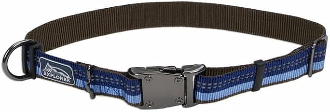 Coastal Pet K9 Explorer Reflective Adjustable Dog Collar - Comfortable Collar for the Outdoors - Durable, Lightweight Accessory with Side-Release Buckle - Sapphire, 1" x 12-18"