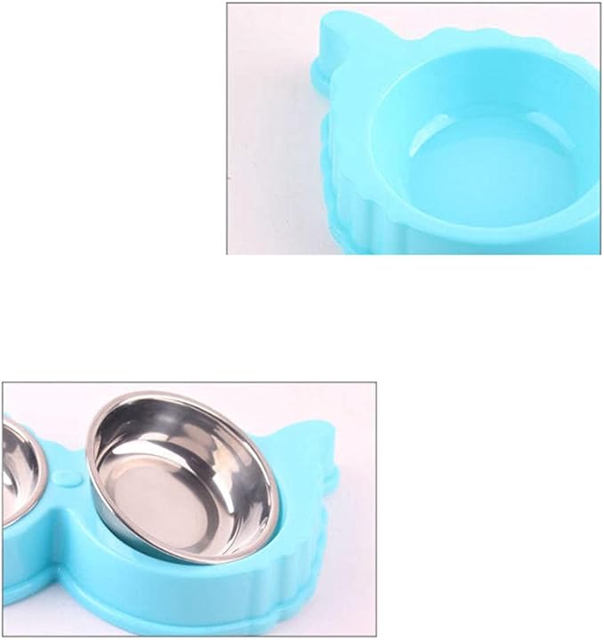 Pets Feeder Bowl Dog Dishes Large Size Double Dog Bowl Stainless Steel Water Food Bowls Feeder Solution for Dogs Cats Pet Supplies Blue