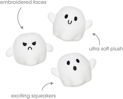 Pearhead Halloween Ghost Dog Toy Set, Plush Squeaky Pet Chew Toys for Dogs, Durable Soft Plush Fabric, Interactive Multi-Pack Value Gift for Puppies and Small to Medium Breeds
