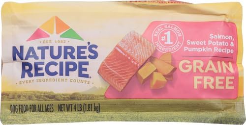 Natureâ€²s Recipe Grain Free Salmon, Sweet Potato & Pumpkin Recipe Dry Dog Food, 4 lb. Bag (Pack of 2)