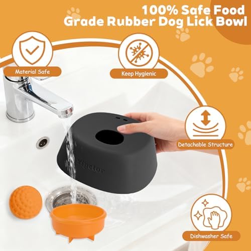 Yipetor Slow Feeder Dog Bowls for Liquid Treat, 【Entertained Ball-in】 Bone Broth Dog Lick Bowl, 3/4 Cup Yogurt Pup Lick Toy for Large Medium Small Breeds Dietary Supplement/Post-op Nutrition