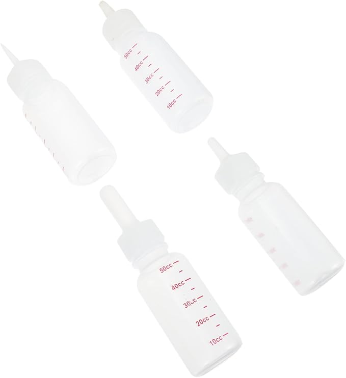 50ml Silicone Baby Milk Bottle 4-Pack Dog Cat Feeding Bottles with Replaceable Nipples for Puppies and Kittens PET Nursing Supplies