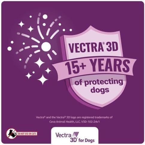 Vectra 3D For Dogs Flea, Tick & Mosquito Treatment & Prevention For Extra Large Dogs Over 95 lbs - 3 Month Supply
