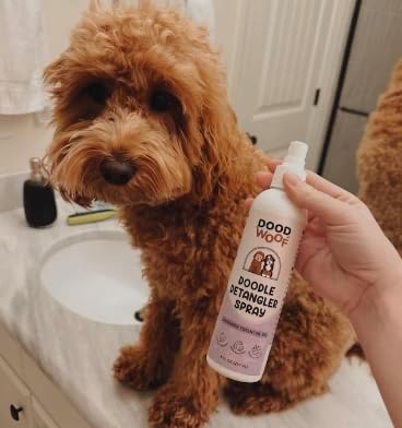 Dood Woof Dog Detangler Spray Dematting for Doodle - Natural Dog Leave in Conditioner Spray for Grooming and Mat Removal, Detangler Spray for Dogs Matted Hair, Puppy Poodle Detangler & Grooming