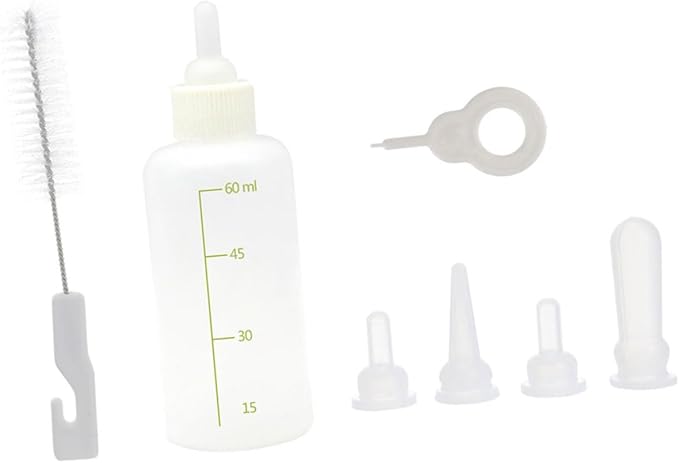 UPKOCH Baby Milk Feeding Bottle Set for Puppies and Kittens Reusable Small Animal Nursing Bottles Nipple for Newborn Dogs and Cats 5-Piece Kit
