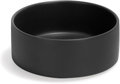 SPUNKYJUNKY 13.5OZ Ceramic Dog and Cat Bowl, Modern Cute Weighted Food Water Bowl for Replacement Black (1 Pack)