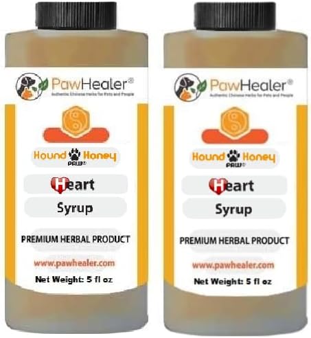 Hound Honey: Heart Syrup 2PAK - Herbal Remedy for Dog's Cough - 5 fl oz/ea = 10 fl oz Total - Suppressant - Herbal Remedy - Gagging & Wheezing Due to Heart