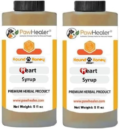 Hound Honey: Heart Syrup 2PAK - Herbal Remedy for Dog's Cough - 5 fl oz/ea = 10 fl oz Total - Suppressant - Herbal Remedy - Gagging & Wheezing Due to Heart