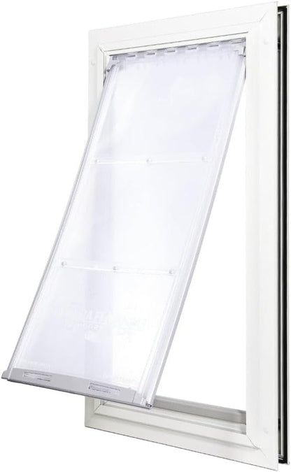 Endura Flap Single Flap Pet Door for Doors | All-Weather Insulated Flap | Durable Aluminum Frame with Secure Locking Cover | Interior and Exterior Door Installations | White, Large, Single Flap