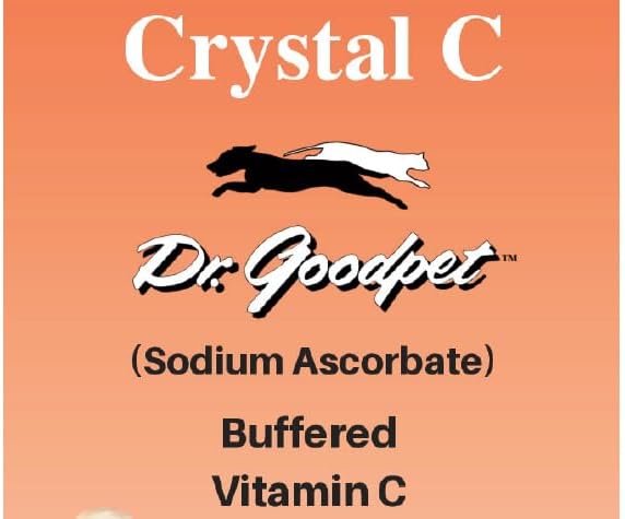 Crystal-C by Dr. Goodpet | Buffered Vitamin C Powder for Dogs and Cats, Ascorbate for Immune System Support, Stress Defense, Gum Care & Oral Health | Gentle for Digestion, Natural Pet Supplement