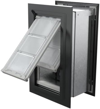 Endura Flap Pet Door for Walls in Black | Energy-Efficient Double Flap Design for Wall Installations | All-Weather Protection with All-Metal Telescoping Tunnel | Black, Small, Double Flap