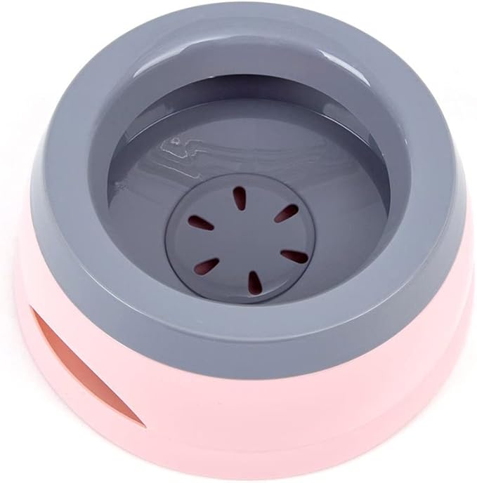 Love Dream No Spill Dog Water Bowl, No Drip Dog Slow Water Feeder No Slip Vehicle Carried Pet Water Dispenser 25 oz with Floating Disk Slow Drinking Bowl for Dogs Cats (Pink)