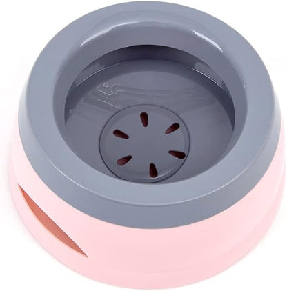 Love Dream No Spill Dog Water Bowl, No Drip Dog Slow Water Feeder No Slip Vehicle Carried Pet Water Dispenser 25 oz with Floating Disk Slow Drinking Bowl for Dogs Cats (Pink)