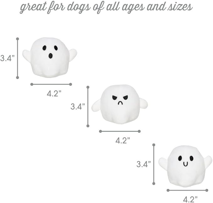 Pearhead Halloween Ghost Dog Toy Set, Plush Squeaky Pet Chew Toys for Dogs, Durable Soft Plush Fabric, Interactive Multi-Pack Value Gift for Puppies and Small to Medium Breeds