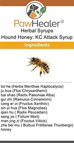 KC Attack Syrup: Hound Honey® - (5 fl oz) Natural Herbal Remedy for Symptoms of Gagging/Hacking Cough After Exposure to Other Dogs - Tastes Good for Picky Eaters - Easy to Administer