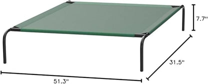 Amazon Basics Cooling Breathable Elevated Dog Bed with Metal Frame for Large Dogs, 51" x 31" x 8", Green, Easy to Assemble