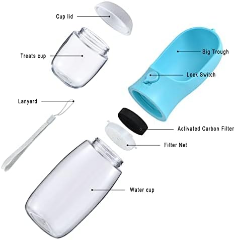 Cibaabo Dog Water Bottle with Food Container, Travel Puppy Water Bowl, Portable Pet Dispenser, Dog Stuff Accessories Items, Puppy Essentials Necessities for Yorkie Chihuahua Cat Walking and Hiking