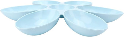 Cat Water Bowl Multiple Case Food Feeder Water Feeding Bowl Six Petals Plastic Feeder Puppy Food Feeder Dispenser Bowl for Cats Dogs(blue)