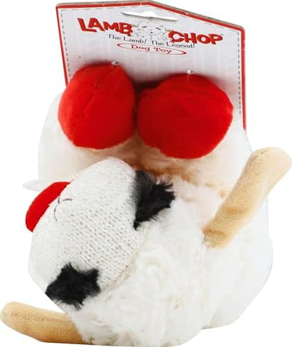 Multipet Lamb Chop Dog Plush Toy - Squeaky Toy for Small & Medium Dogs - Extra Soft Plush - Stuffed Animal for Cuddling & Playing (10",Cream,5 Squeakers),(Pack of 3)