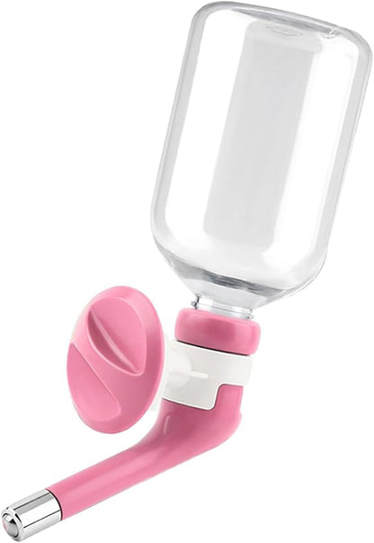 Andiker Dog Water Bottle for Crate, No-drip 350ml Dog Water Dispenser Adjustable and Detachable Installed on The Kennel Cage Water Bottle for Dogs and Puppy Drinking Water (Pink)
