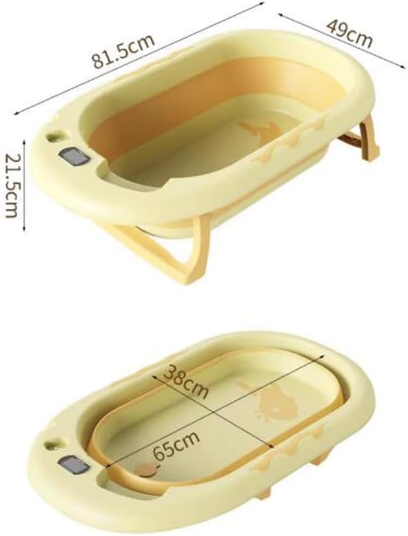 Foldable Dog pet Bathtub,Portable Bathtub for Dogs,Dog Bathtub with Thermometer and Cushion,for Cats and Dogs, Yellow