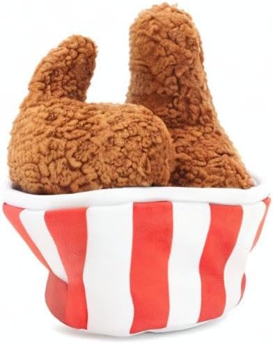 Barkbox 2 in 1 Interactive Plush Dog Toy - Rip and Reveal Toy for Dogs and Puppies - Stimulating Squeaky Pet Toys | Bucket o' Fried Licken