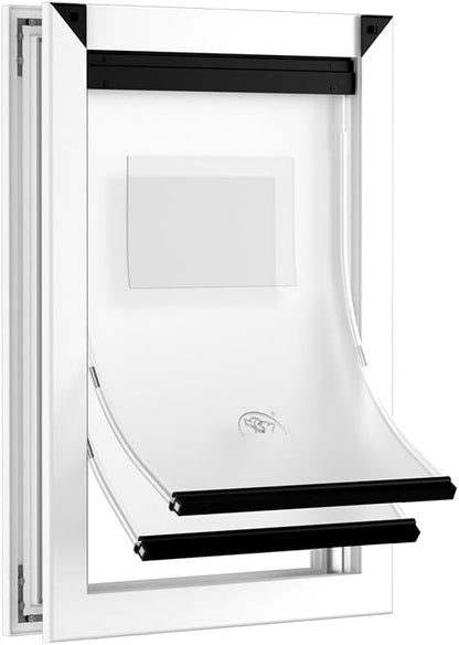 [MAVRICPOWER] Aluminum Medium Dog Door for Door, Doggy Door with 2 Sliding Lock Panels for Extreme, Doggie Door for Medium Dogs Up to 30 lbs