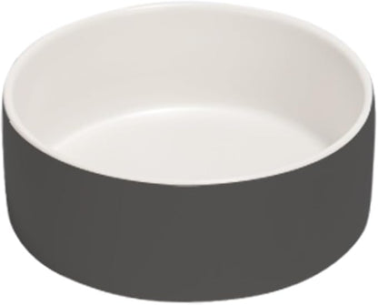 SPUNKYJUNKY 13.5OZ Ceramic Dog and Cat Bowl, Modern Cute Weighted Food Water Bowl for Replacement White-Grey (1 Pack)