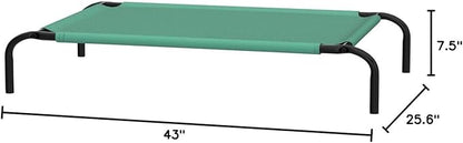 Amazon Basics Cooling Breathable Elevated Dog Bed with Metal Frame for Medium Dogs, 43" x 26" x 7.5", Green