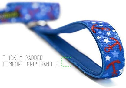 EcoBark Dog Leash - Soft & Reflective Comfort Leashes with Padded Handle - Safe, Strong, & Durable for Small, Medium or Large Dogs (Nautical)