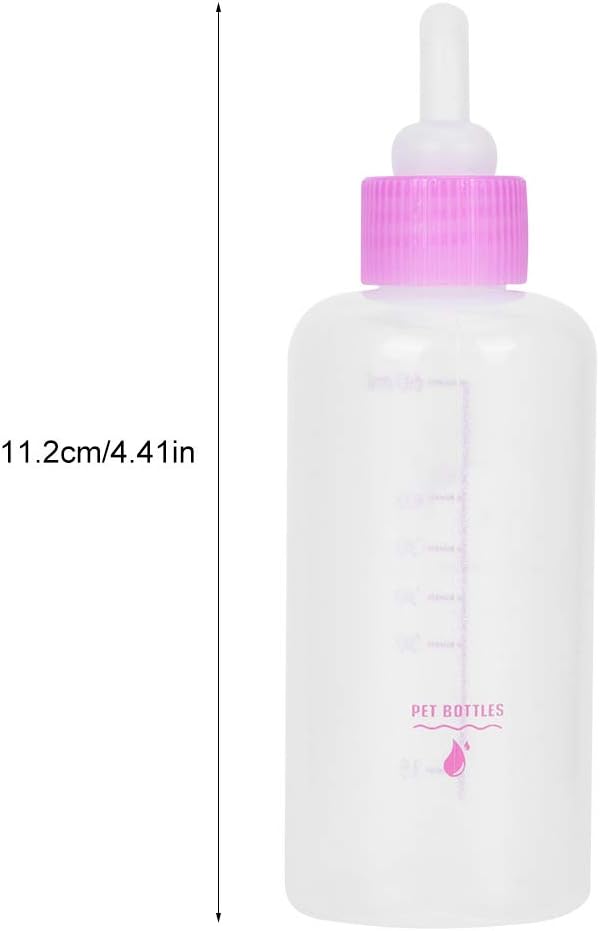 6PCS Set Pet Puppy Kitten Feeding Bottle, Small Dog Cat Milk Nursing Care Kit Liquid Feeding Supplies 60ml with Replacement Nipples