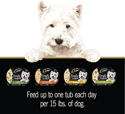 Cesar Simply Crafted Adult Wet Dog Food Toppers for Dry Food, Variety Pack, 1.3 oz Tubs, 24 Count