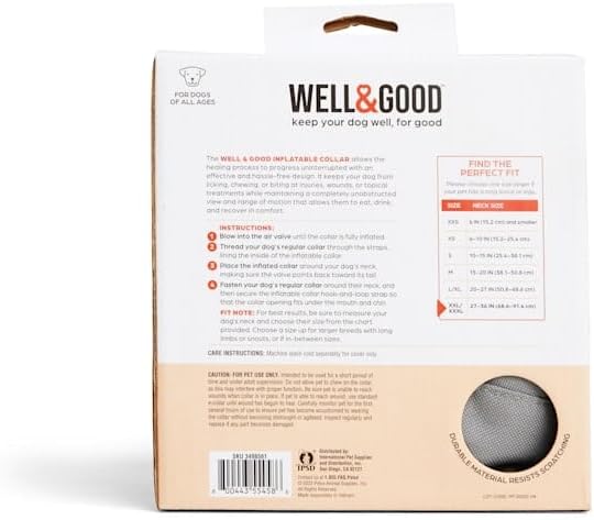 Well & Good Inflatable Collar for Dogs and Cats, 2X-Large/3X-Large