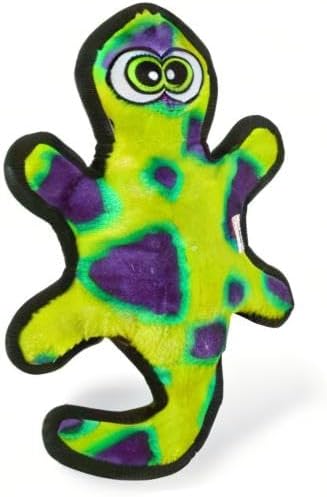 Outward Hound Durablez Medium Gecko Stuffing-Free Squeaky Plush Dog Toy for Puppies & Dogs - Interactive, Soft Yet Tough, No Mess, Jumbo Squeaker, Long-Lasting Play, 13.75 inch, Multicolor