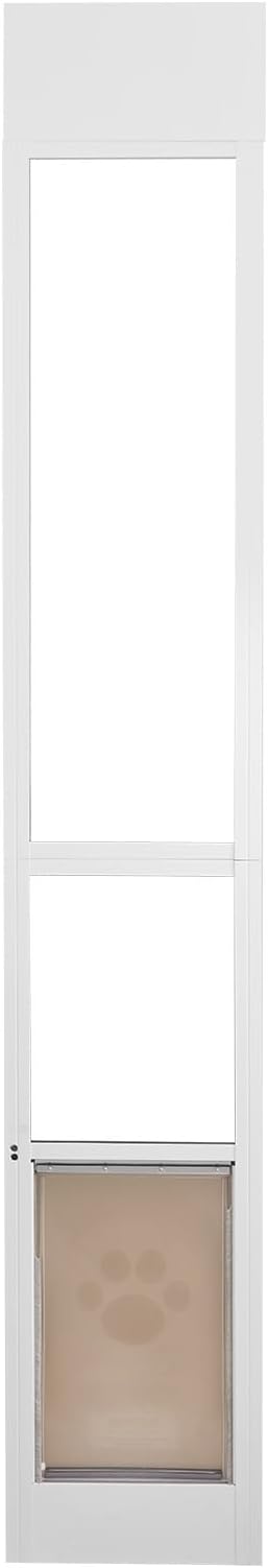 VEVOR Dog Door for Sliding Glass Door, 75 7/8"-80 11/16" Adjustable Height Doggy Door for Sliding Doors, Aluminum Frame Tempered Glass Pet Door with Hinge Structure Flap and Lock for Large-Sized Dogs