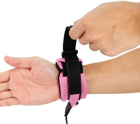 Gooby Soft Mesh Wrist Band Surfer Leash - Pink, 6 FT - Comfortable Hands Free Leash with Elastic Band for Small, Medium and Large Dogs
