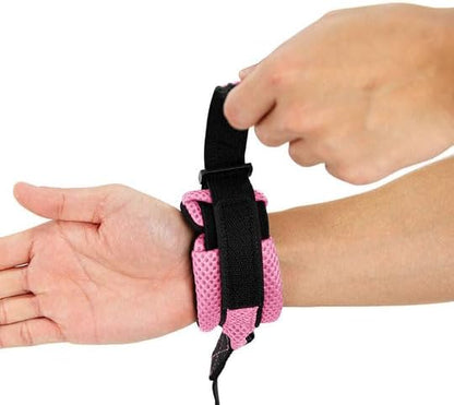 Gooby Soft Mesh Wrist Band Surfer Leash - Pink, 6 FT - Comfortable Hands Free Leash with Elastic Band for Small, Medium and Large Dogs